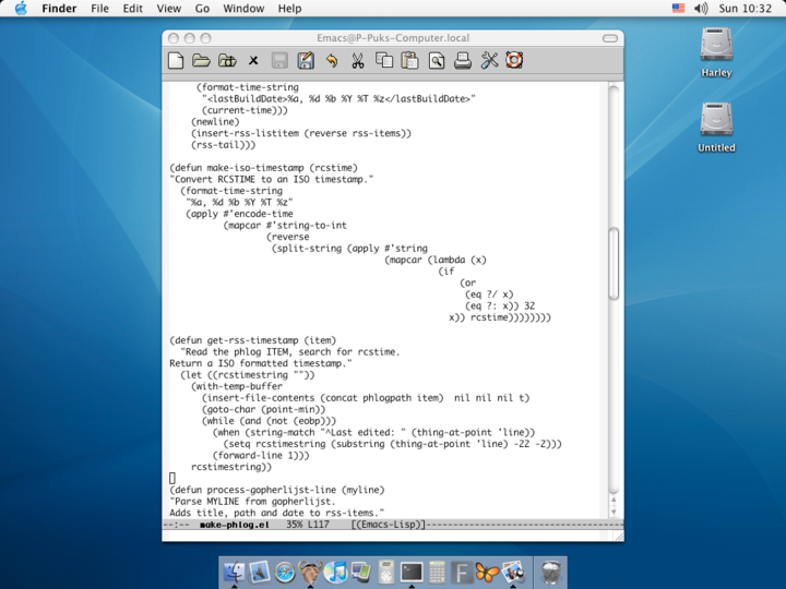 The Elisp script on its final destination