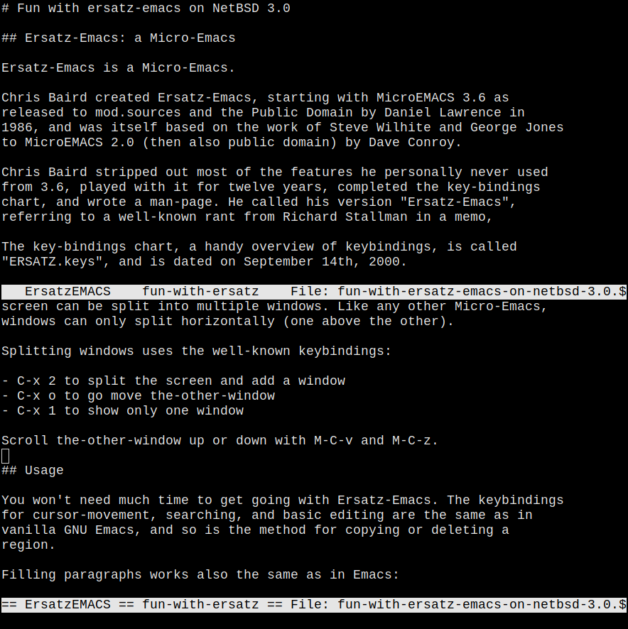 screenshot of ersatz-emacs